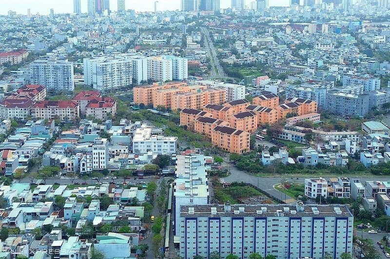 Hàng loạt nhà ở xã hội đã xây dựng tại phường Nại Hiên Đông, quận Sơn Trà. Ảnh: Nguyễn Đông